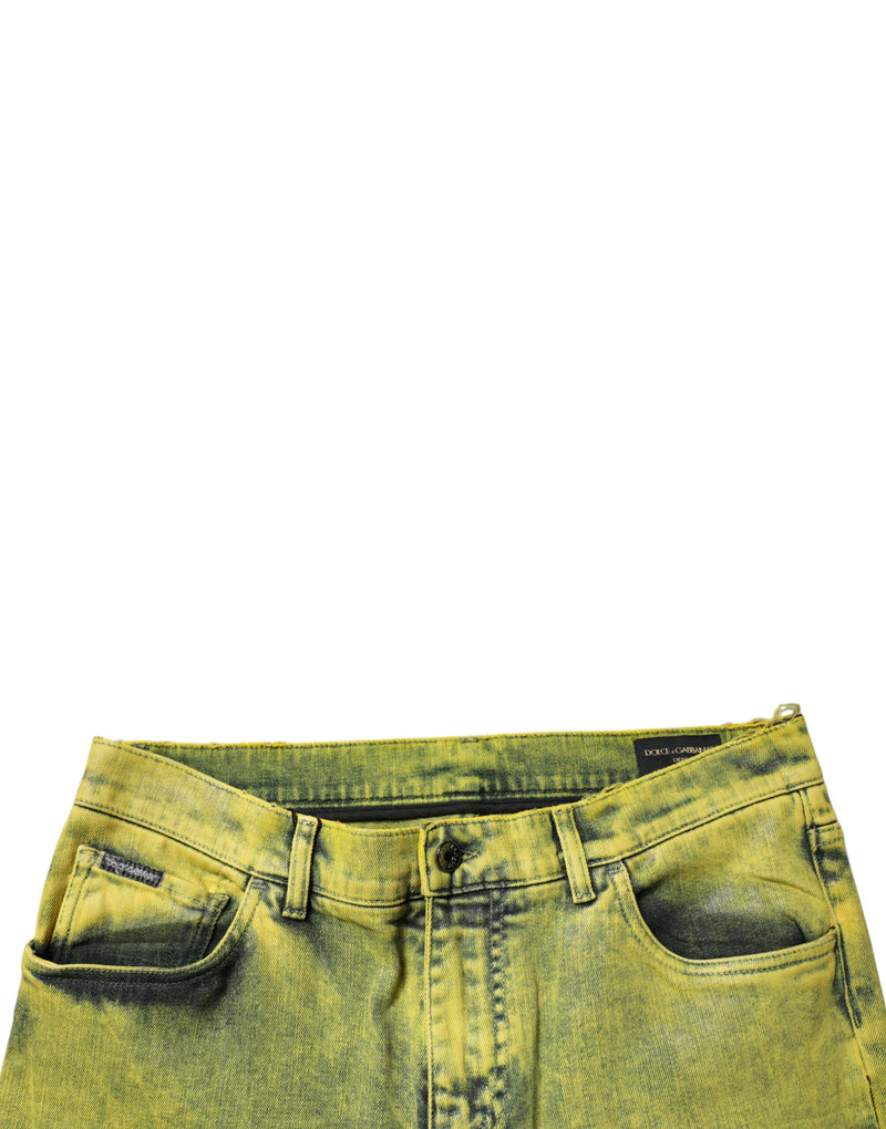 Jeans skinny masculino de algodão elástico amarelo Dolce & Gabbana