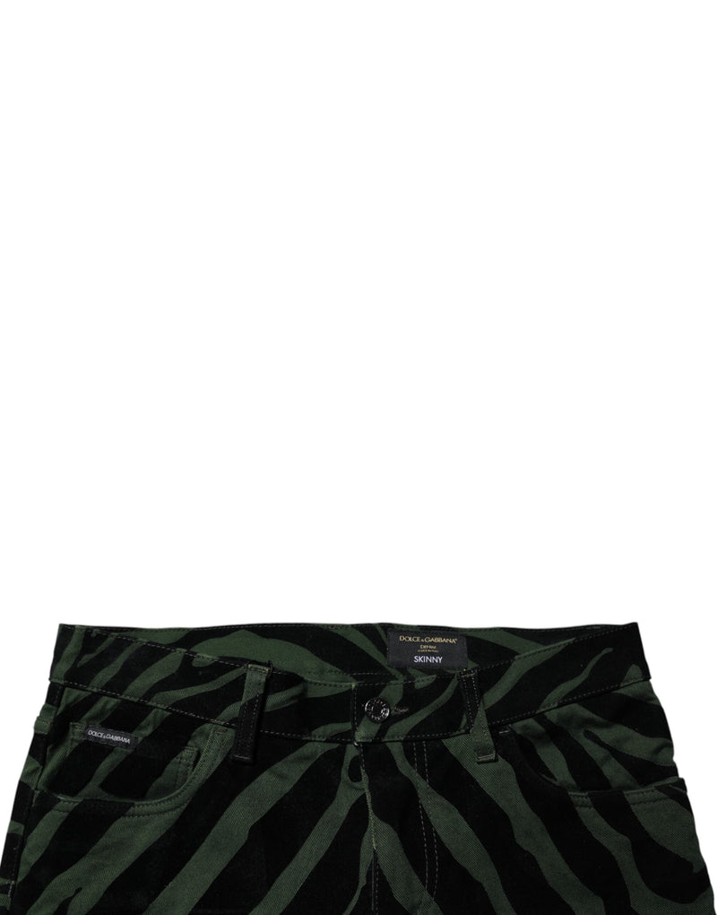 Vaqueros pitillo de algodón negros y verdes a rayas de Dolce & Gabbana