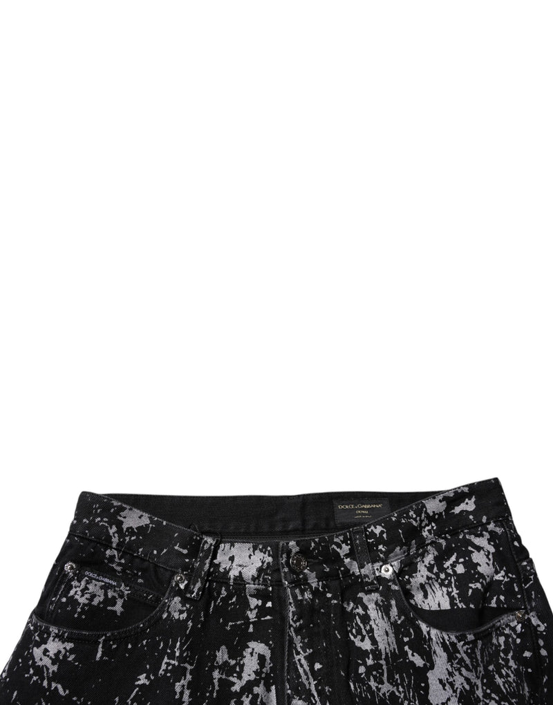 Vaqueros rectos de hombre de algodón con efecto tie-dye gris oscuro de Dolce & Gabbana