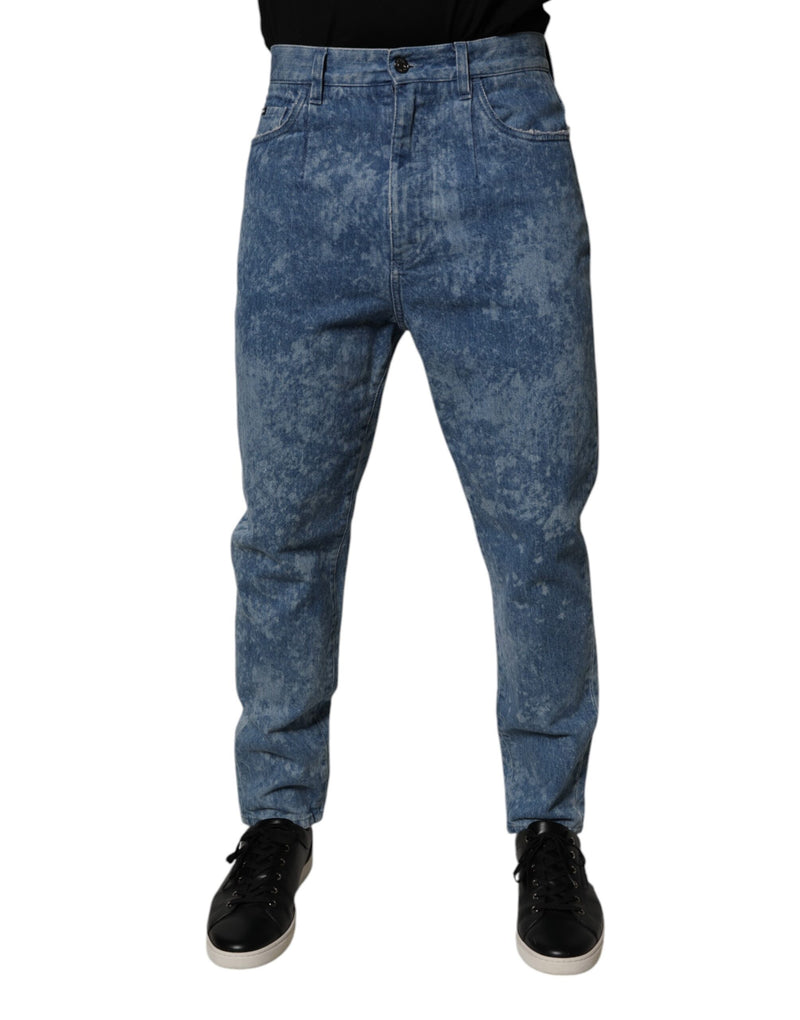 Dolce & Gabbana Jeans skinny da uomo in denim di cotone blu effetto tie-dye