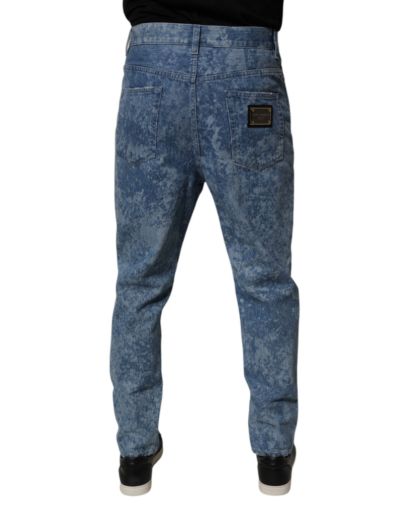 Dolce & Gabbana Jeans skinny da uomo in denim di cotone blu effetto tie-dye