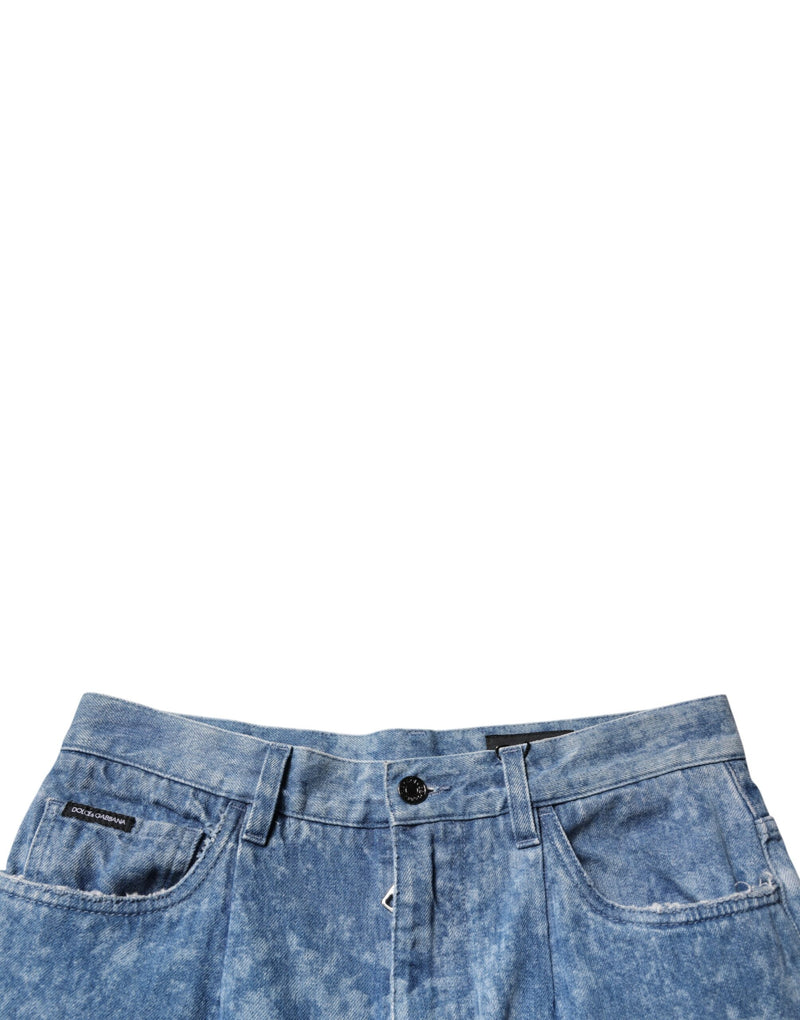 Dolce & Gabbana Jeans skinny da uomo in denim di cotone blu effetto tie-dye