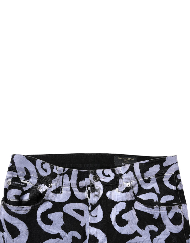 Dolce & Gabbana Black Logo Monogram Cotton Skinny Denim Jeans