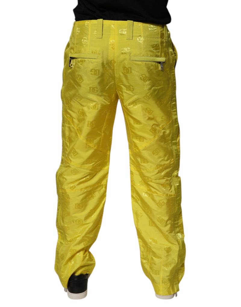 Pantalones rectos de poliéster con monograma DG amarillo de Dolce & Gabbana