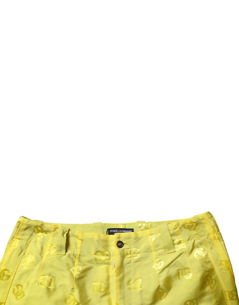 Pantalones rectos de poliéster con monograma DG amarillo de Dolce & Gabbana