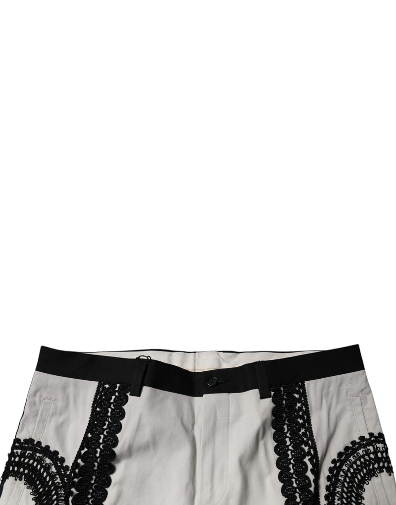 Pantalón de vestir de cintura media con ribete de encaje blanco de Dolce & Gabbana