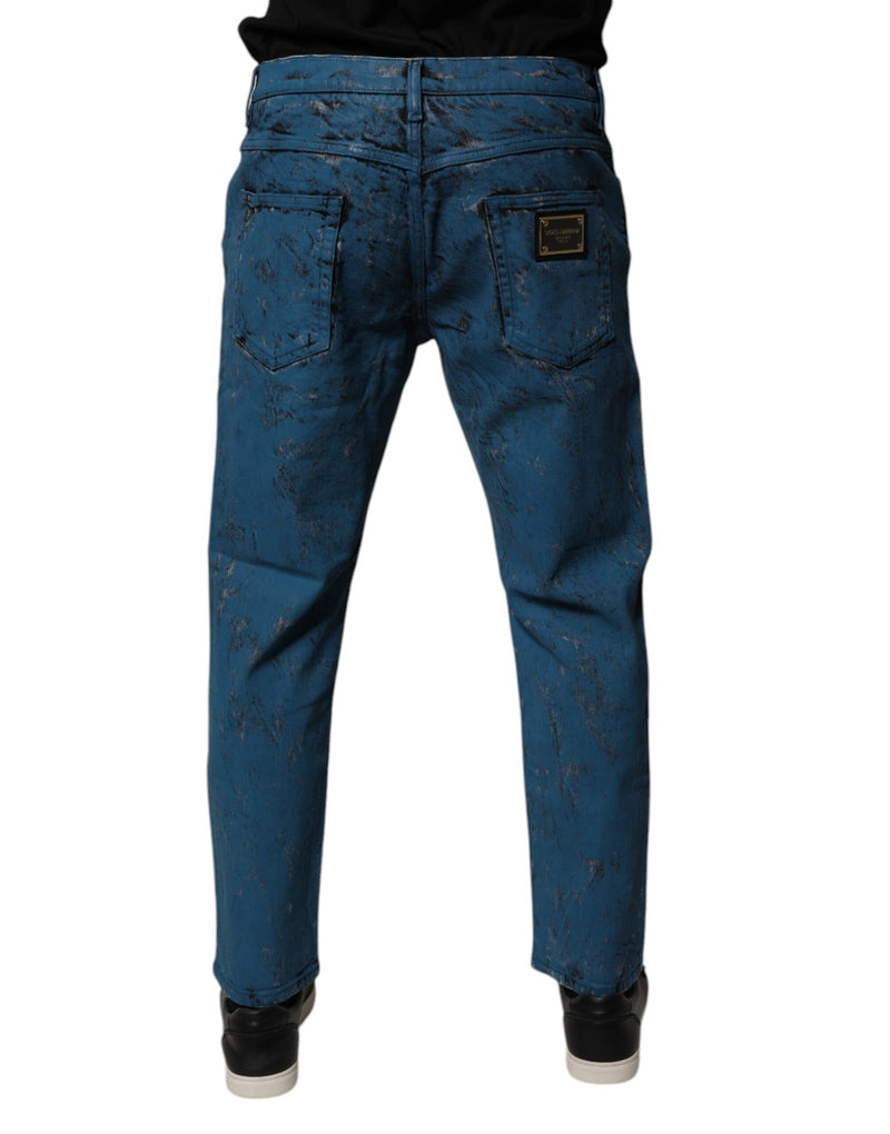 Vaqueros pitillo de algodón con efecto tie-dye azul de Dolce & Gabbana