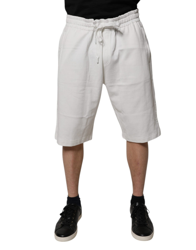 Bermuda de moletom masculina de algodão branca Dolce & Gabbana