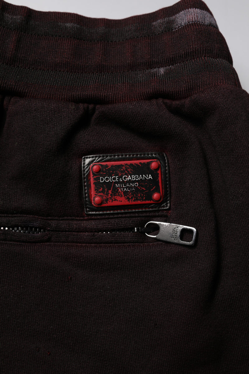 Dolce & Gabbana Maroon Cotton Logo Plaque Men Bermuda Shorts