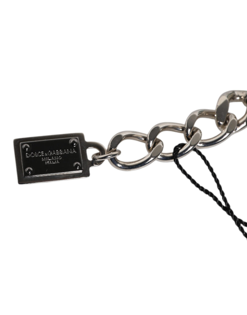 Dolce & Gabbana Silver Tone Brass Bead Dice Logo Embellish Charm Bracelet