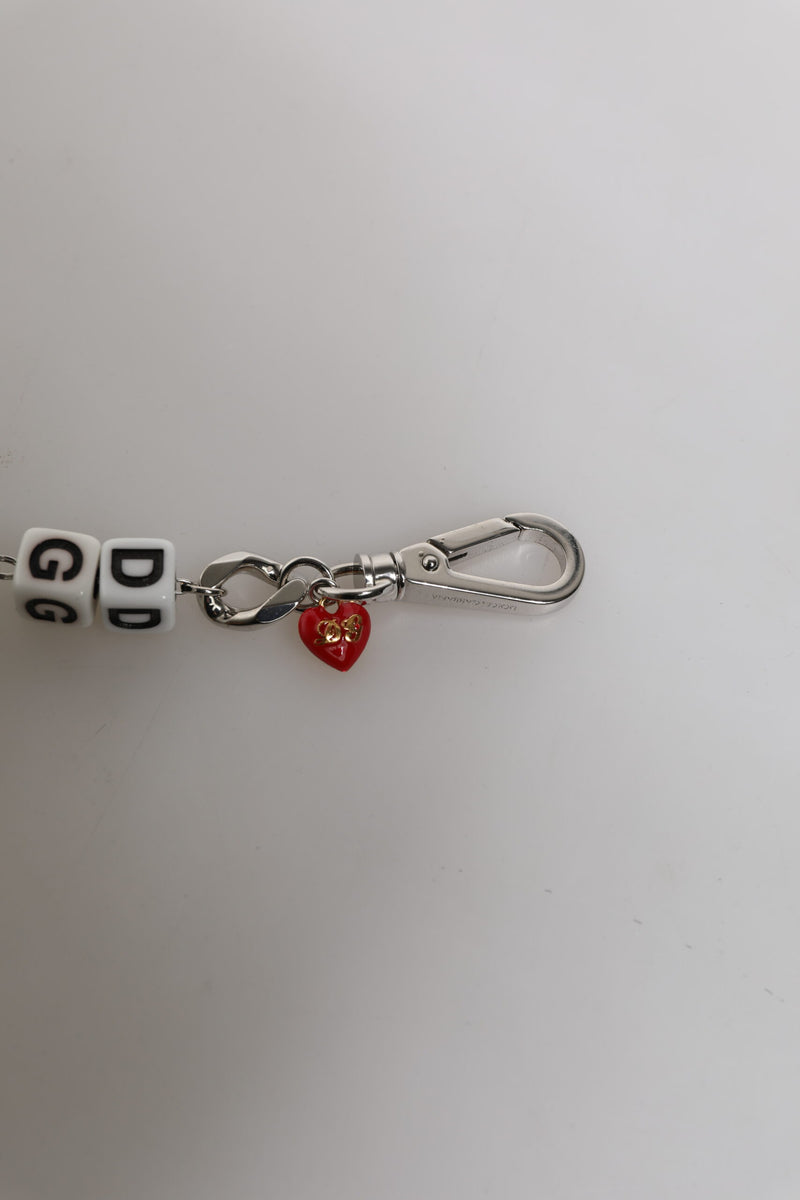 Dolce & Gabbana Silver Tone Brass Bead Dice Logo Embellish Charm Bracelet