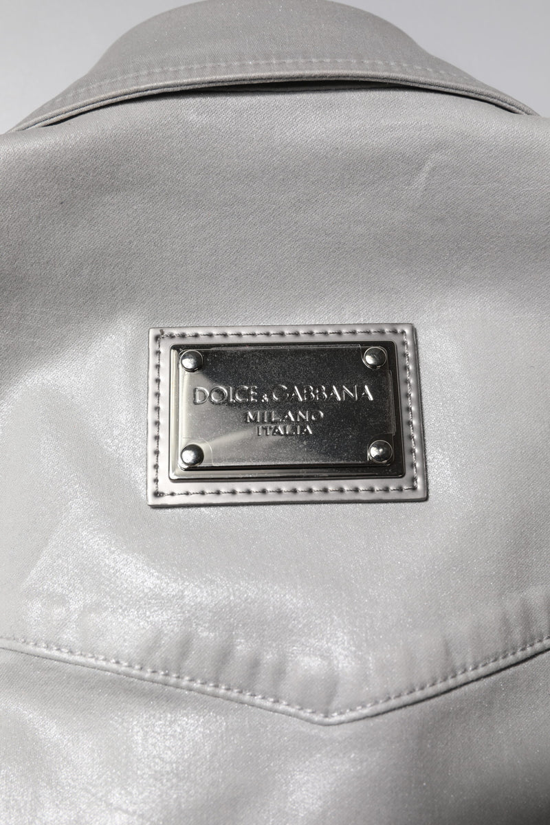 Camisa de algodão cinza-metálico com botões Dolce & Gabbana