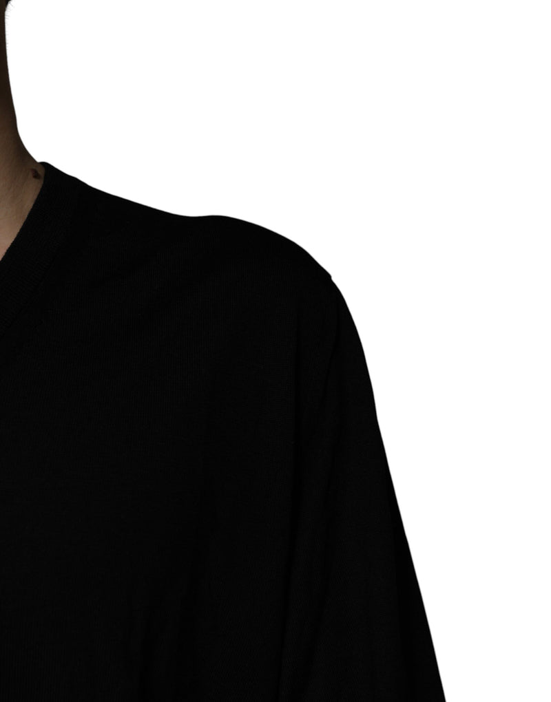 Suéter de punto en V de camuflaje negro de Dolce & Gabbana