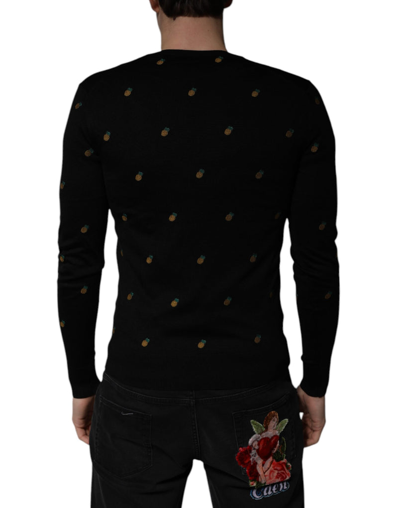Suéter preto com abacaxis e gola careca Dolce & Gabbana
