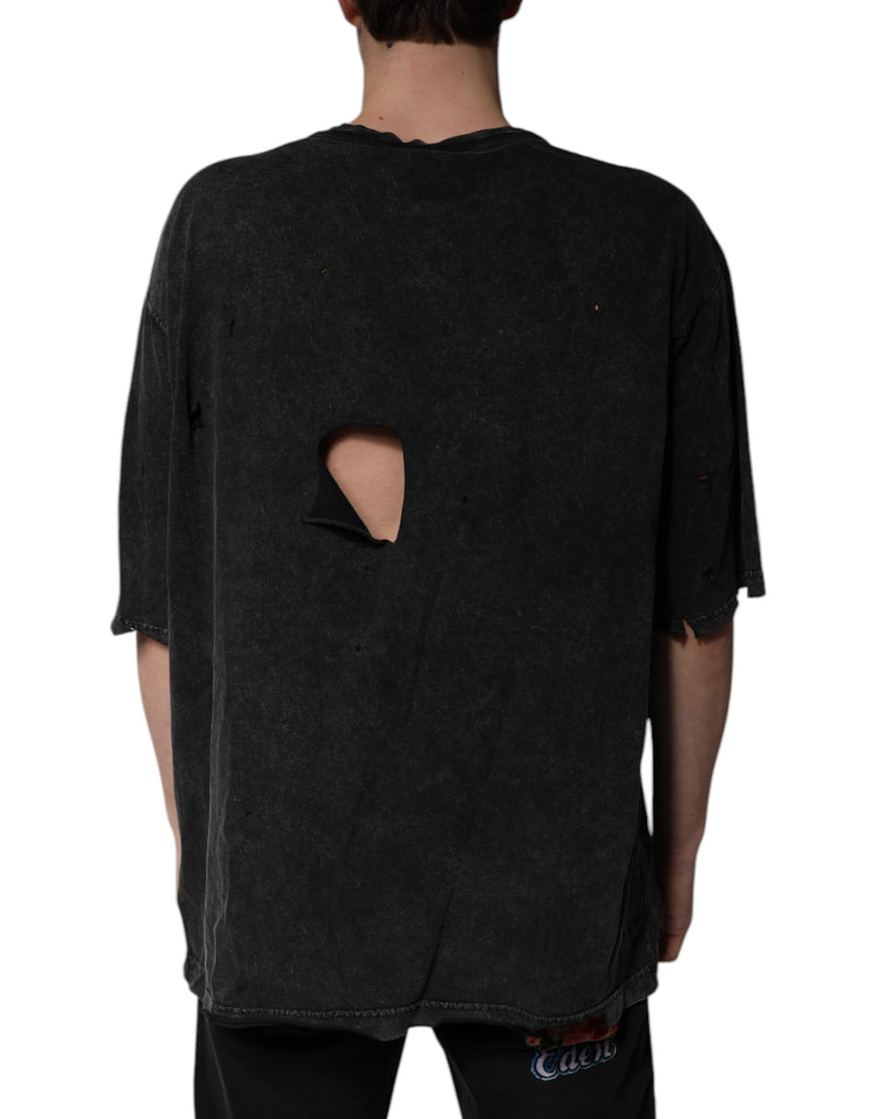 Camiseta Dolce & Gabbana preta de algodão com gola careca e estampa gráfica