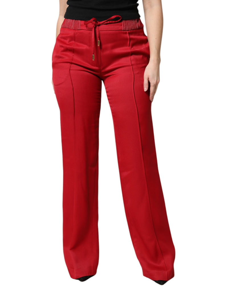 Pantalon droit rouge en viscose Dolce & Gabbana