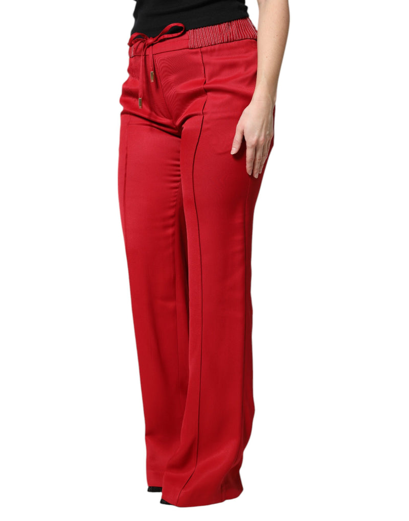 Pantalon droit rouge en viscose Dolce & Gabbana