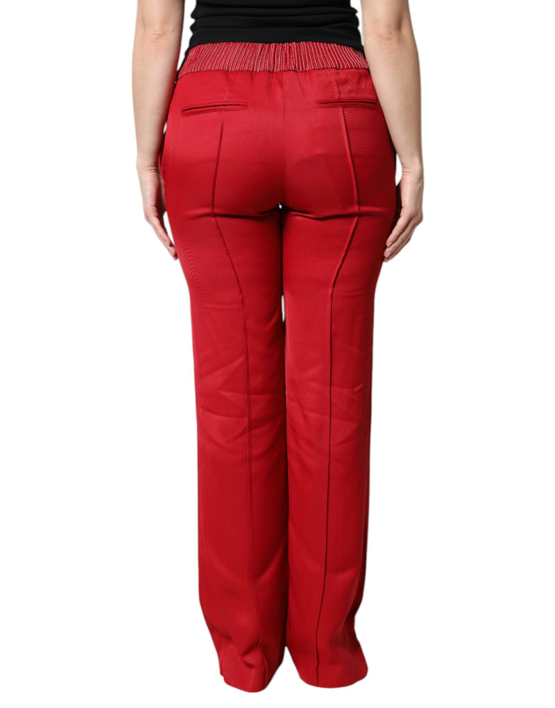 Pantalon droit rouge en viscose Dolce & Gabbana