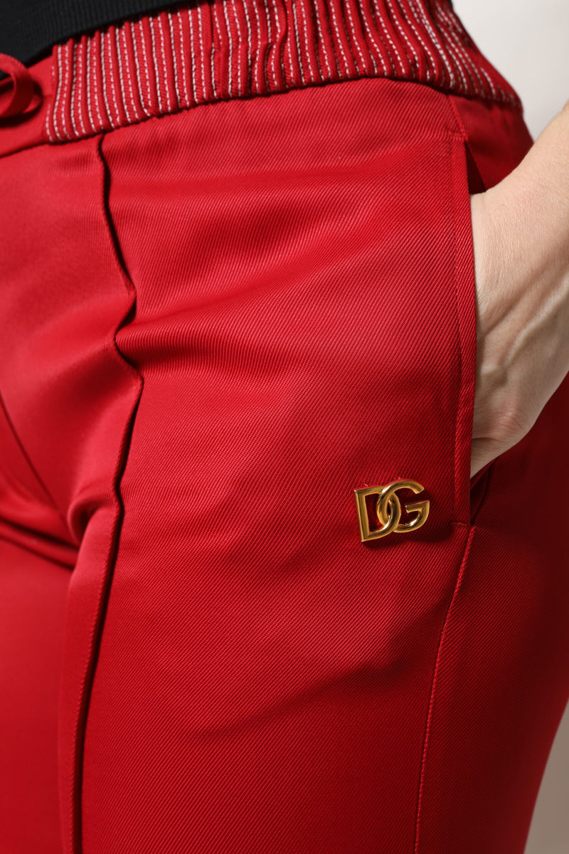 Pantalon droit rouge en viscose Dolce & Gabbana