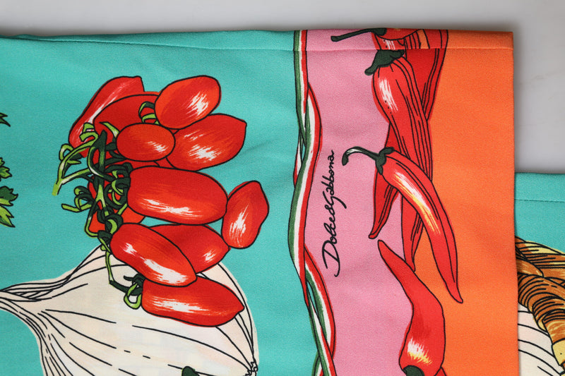Dolce & Gabbana Green Silk Printed Straight Pants
