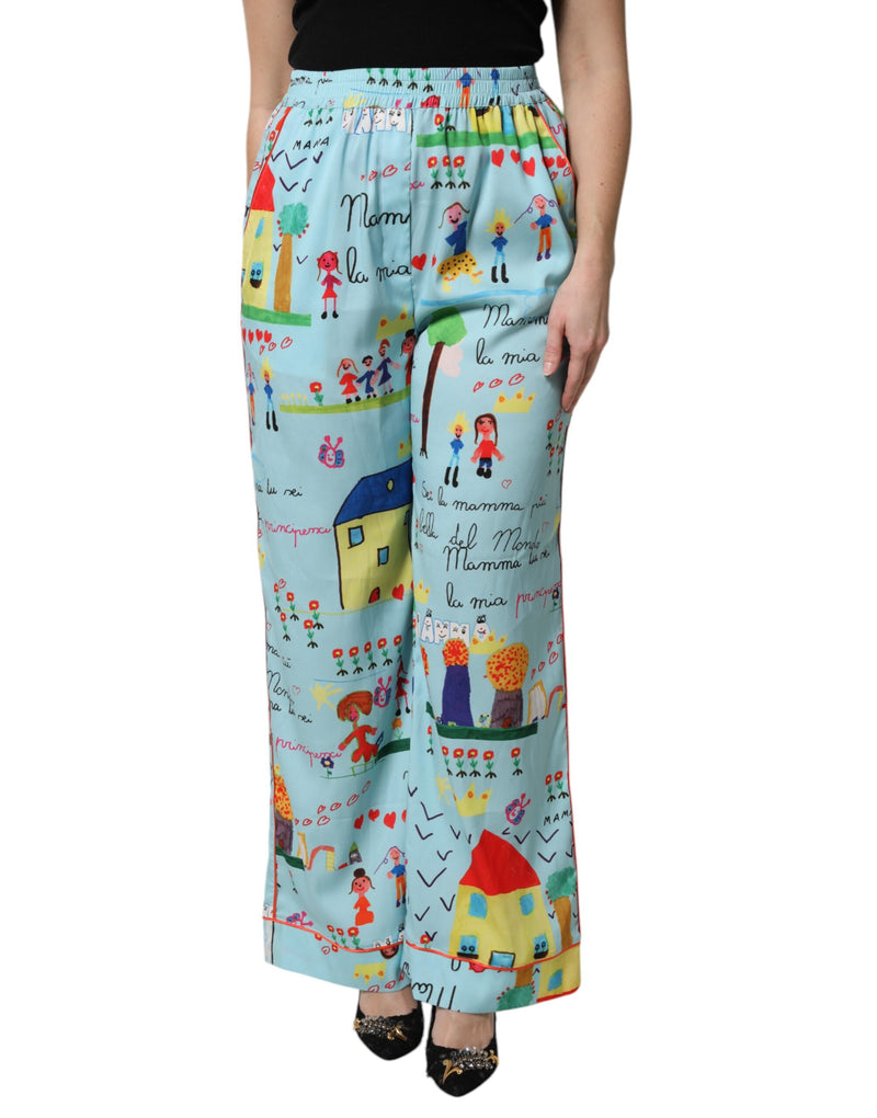 Calça de perna larga azul-clara com desenho Dolce & Gabbana