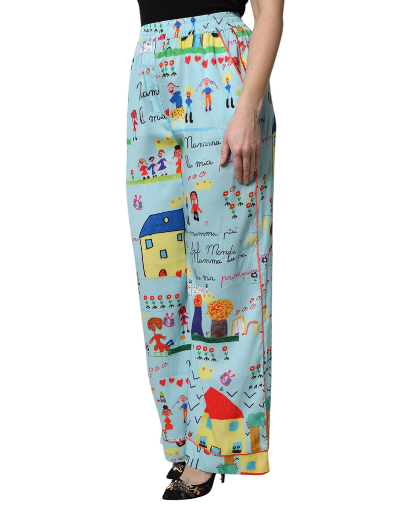 Calça de perna larga azul-clara com desenho Dolce & Gabbana