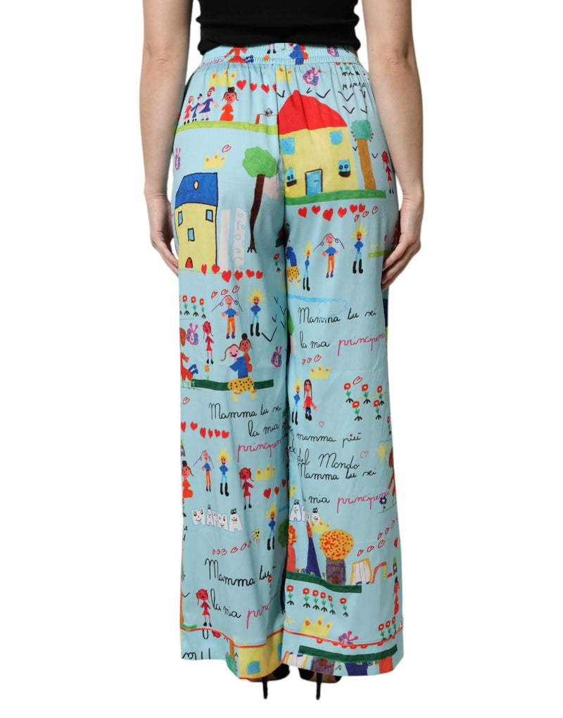 Calça de perna larga azul-clara com desenho Dolce & Gabbana