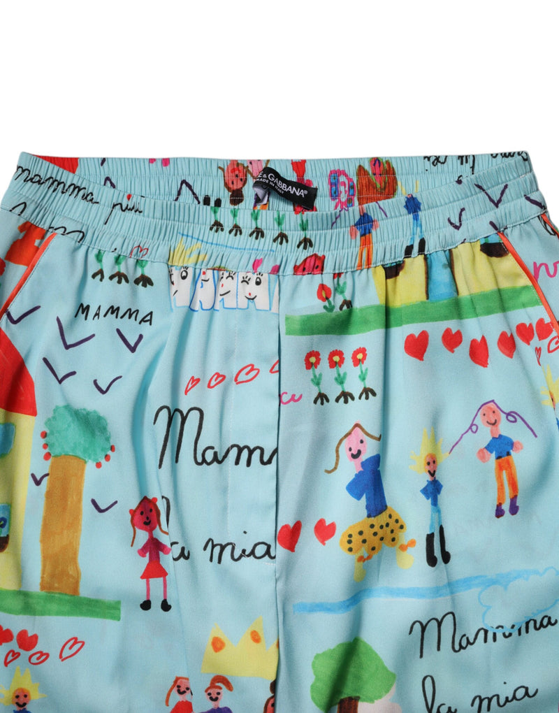 Calça de perna larga azul-clara com desenho Dolce & Gabbana
