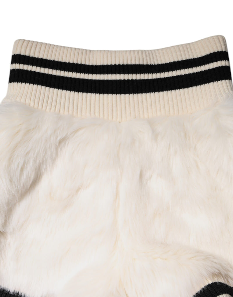 Pantalón corto de tiro alto de pelo sintético blanco Dolce & Gabbana