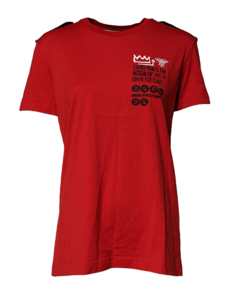 Dolce & Gabbana T-shirt rouge en coton à imprimé graphique, col rond