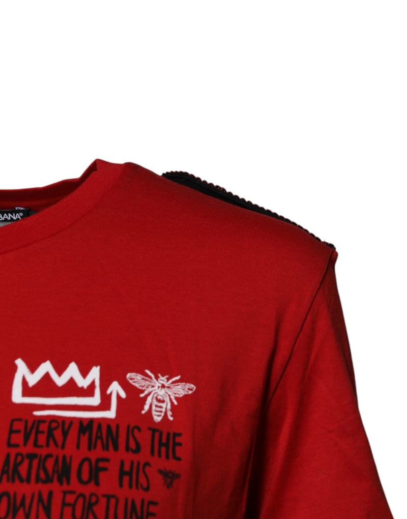 Dolce & Gabbana T-shirt rouge en coton à imprimé graphique, col rond