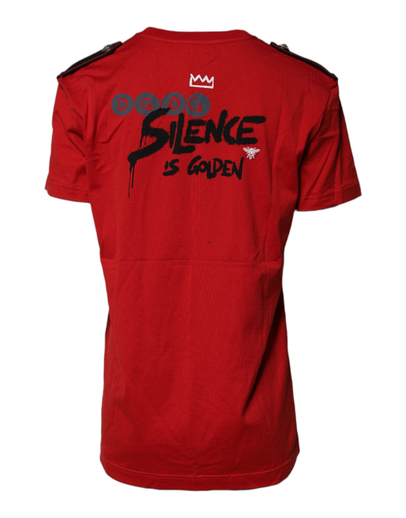 Dolce & Gabbana T-shirt rouge en coton à imprimé graphique, col rond