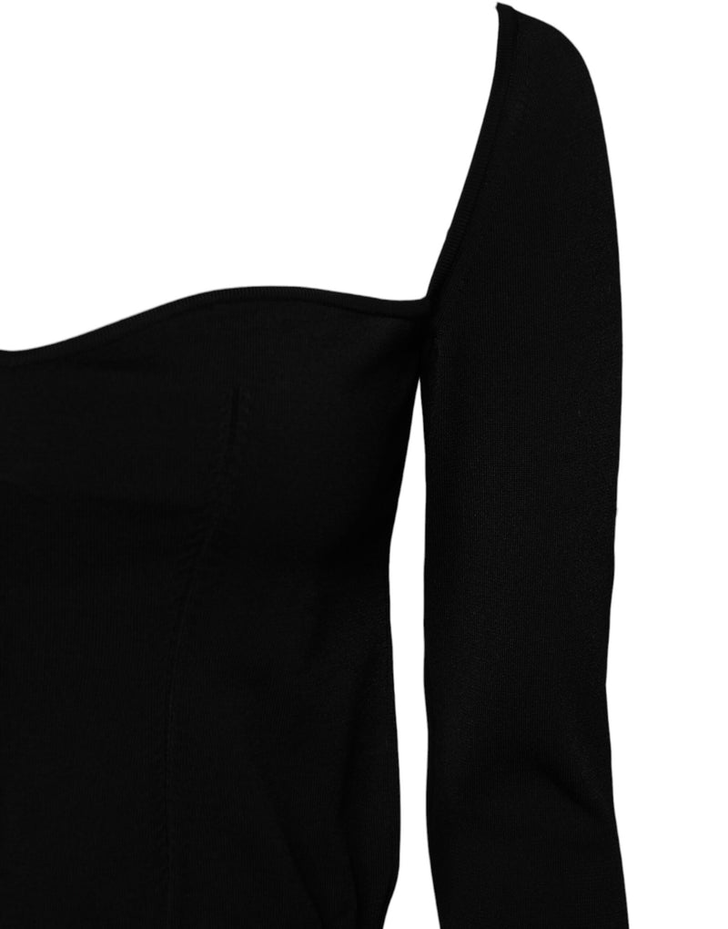 Jersey negro de manga larga con escote cuadrado de Dolce & Gabbana