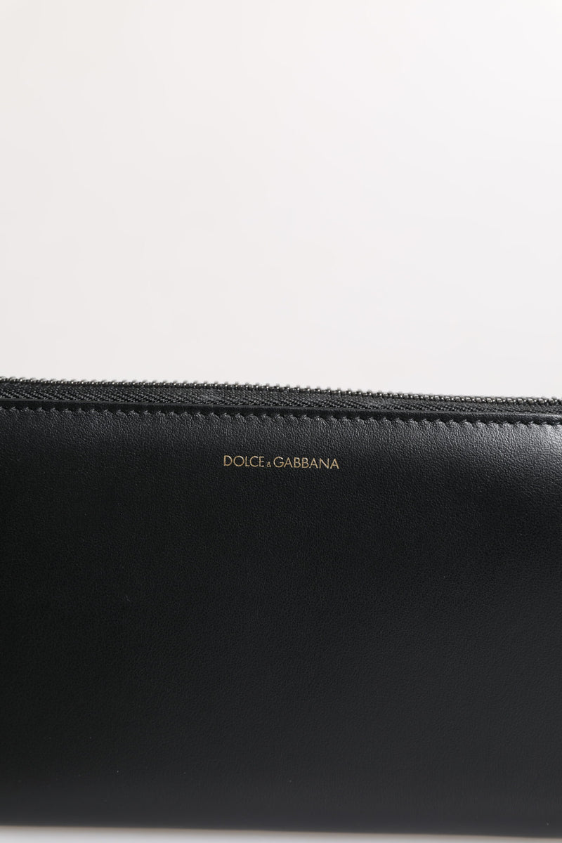 Carteira continental Dolce & Gabbana preta e azul, de couro exótico em relevo