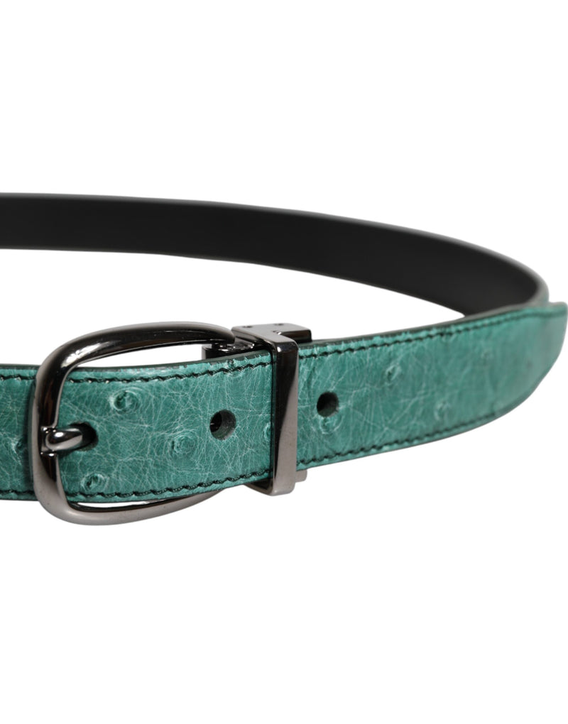 Cinturón de Dolce & Gabbana en piel verde con hebilla metálica en tono plateado