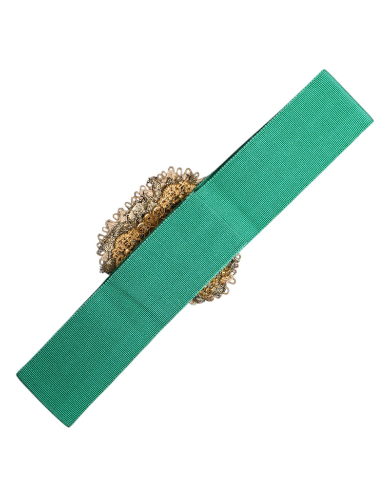 Ceinture large Dolce & Gabbana verte extensible avec cœur ornemental