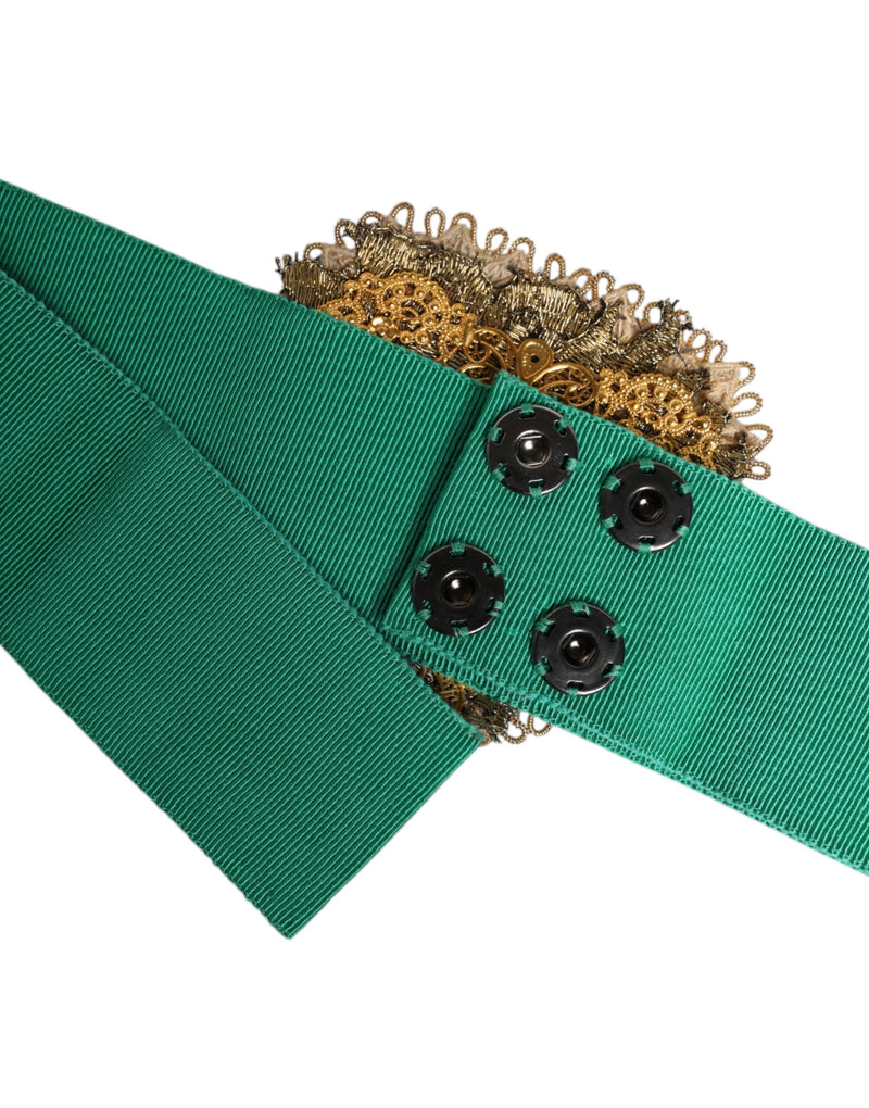 Ceinture large Dolce & Gabbana verte extensible avec cœur ornemental