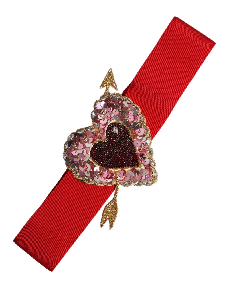 Ceinture large Dolce & Gabbana rouge extensible avec cœur ornemental
