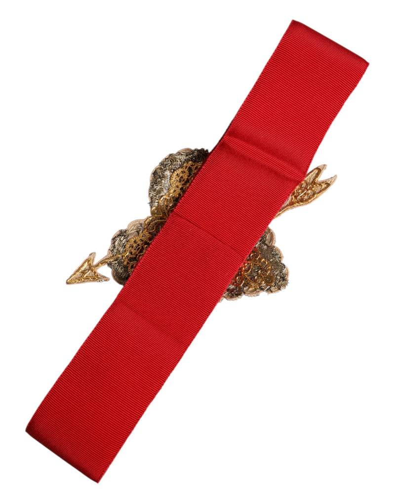 Ceinture large Dolce & Gabbana rouge extensible avec cœur ornemental