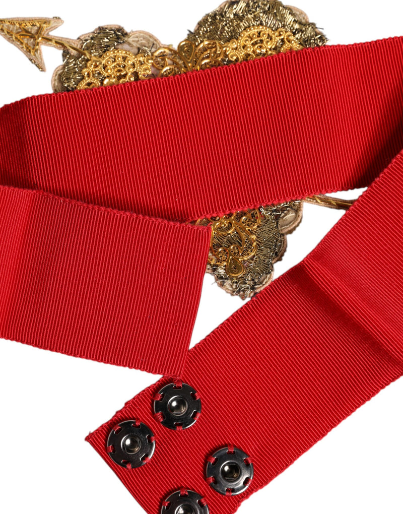 Ceinture large Dolce & Gabbana rouge extensible avec cœur ornemental