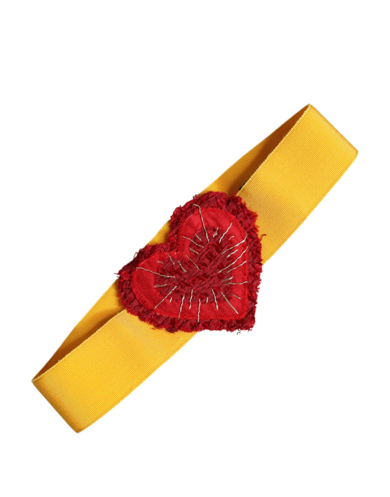 Cinturón ancho de cintura elástico de Dolce & Gabbana en amarillo con adorno de corazón