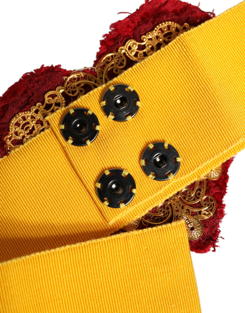 Cinturón ancho de cintura elástico de Dolce & Gabbana en amarillo con adorno de corazón
