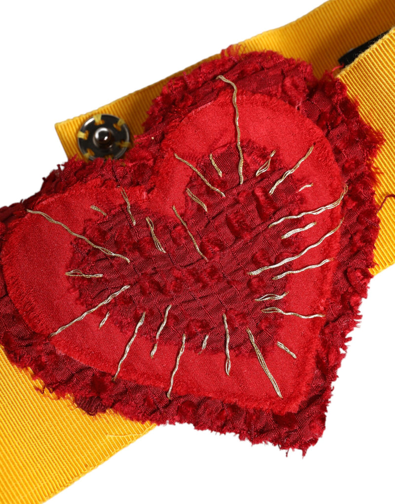 Cinturón ancho de cintura elástico de Dolce & Gabbana en amarillo con adorno de corazón