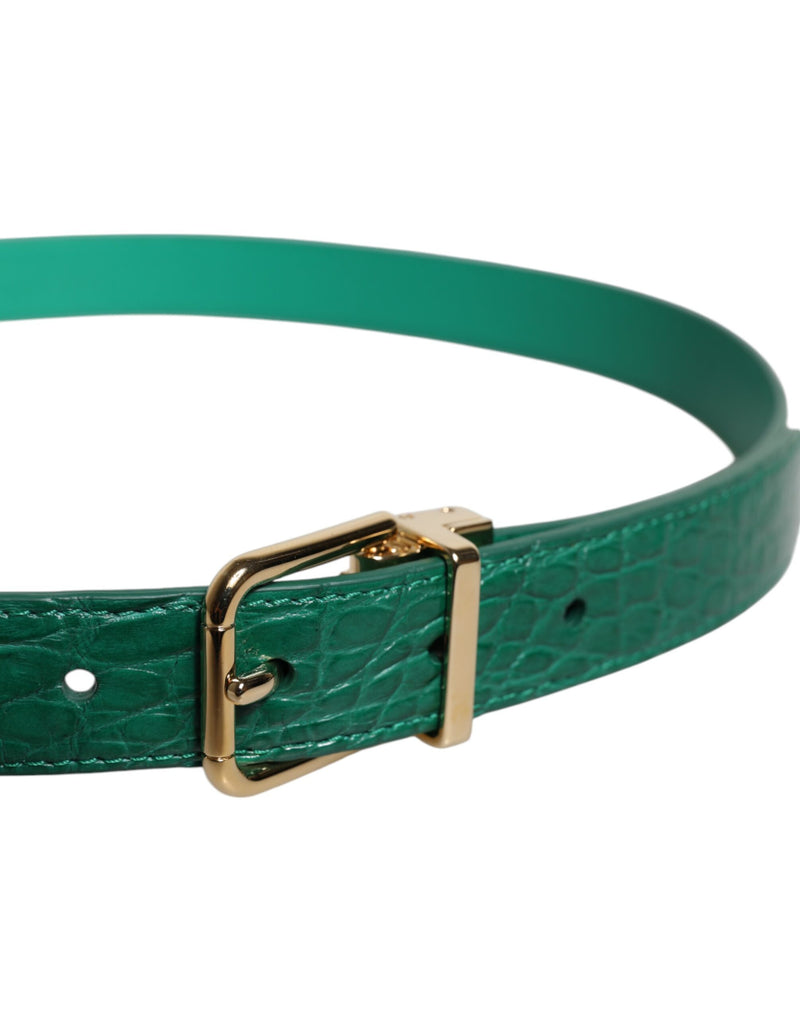 Cintura Dolce & Gabbana verde in pelle con fibbia in metallo con logo