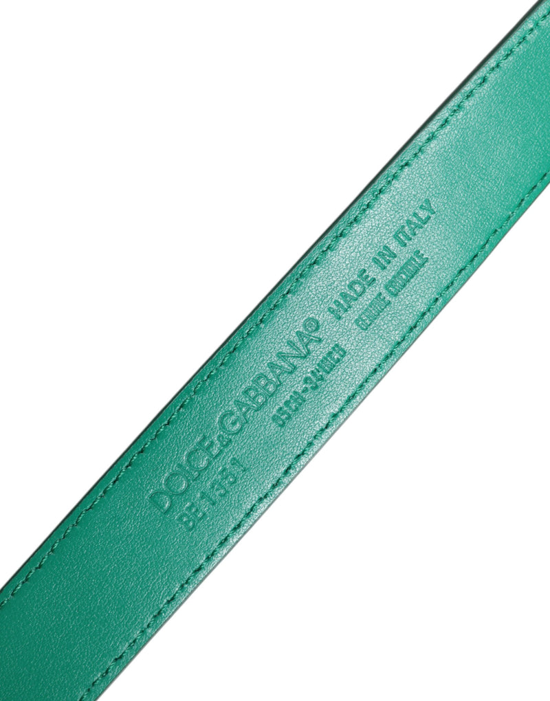 Cintura Dolce & Gabbana verde in pelle con fibbia in metallo con logo