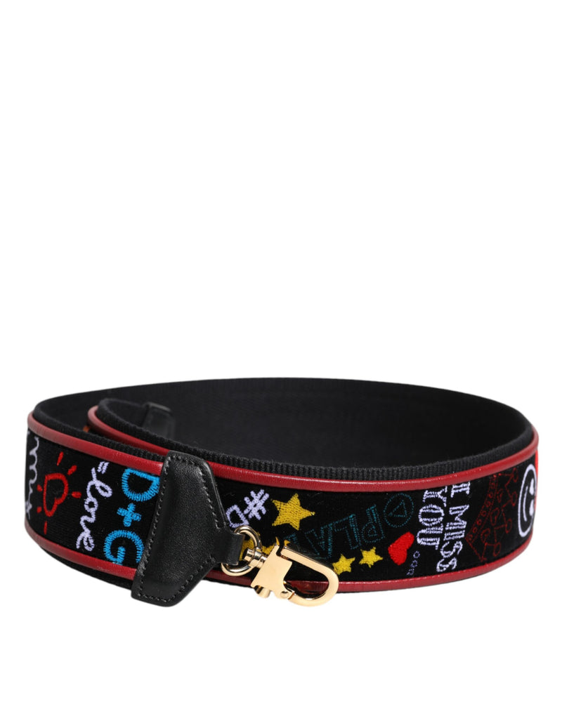 Alça de ombro Dolce & Gabbana preta, de algodão estampado, para bolsa