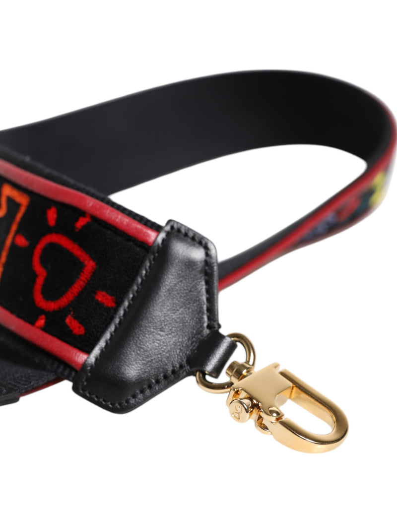 Alça de ombro Dolce & Gabbana preta, de algodão estampado, para bolsa