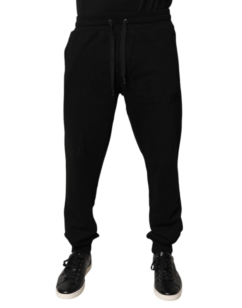 Calça de moletom jogger de cintura média em algodão preto Dolce & Gabbana