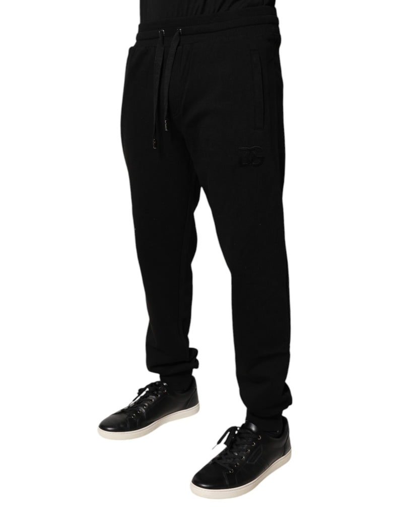 Calça de moletom jogger de cintura média em algodão preto Dolce & Gabbana