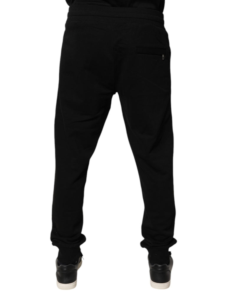 Calça de moletom jogger de cintura média em algodão preto Dolce & Gabbana